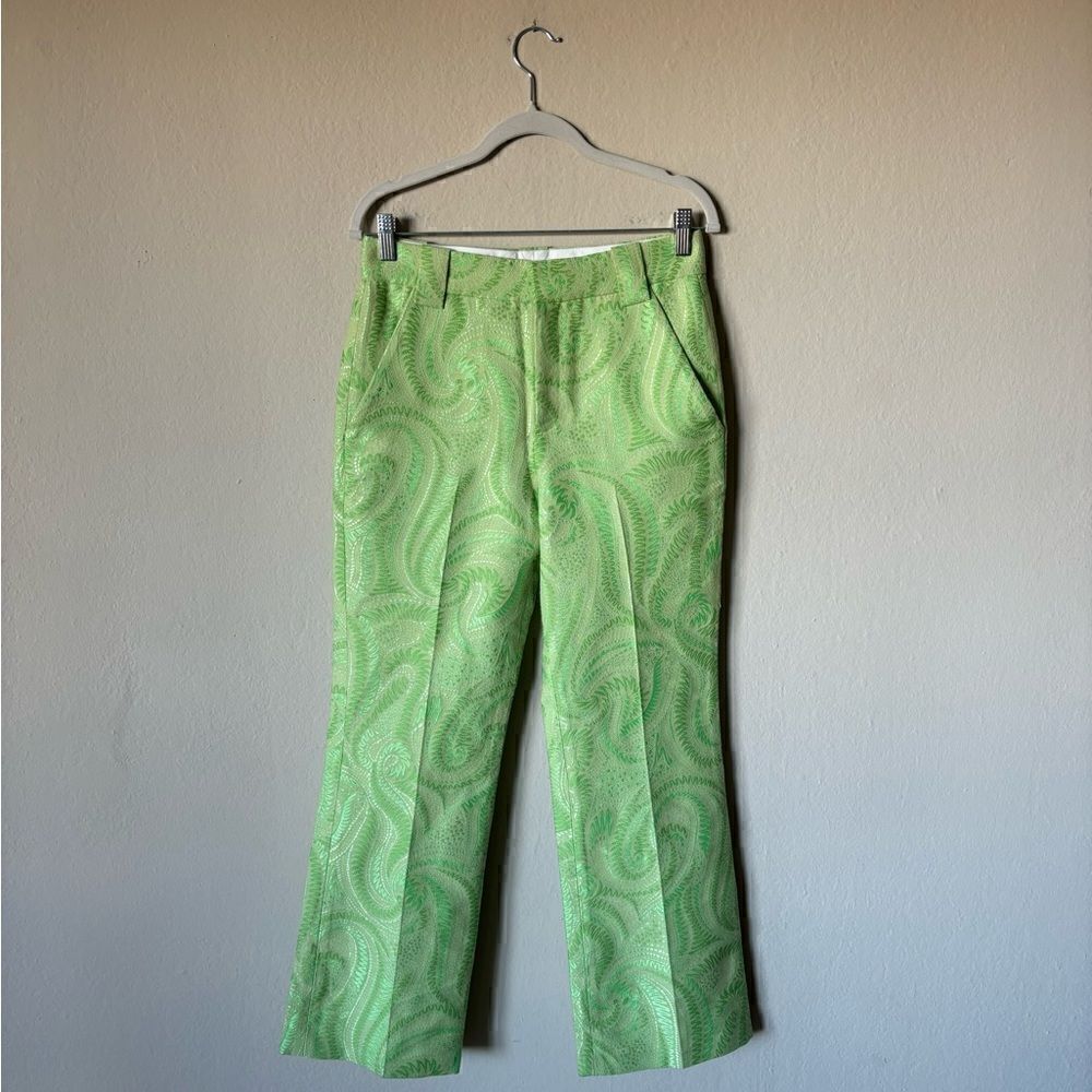 Rare A.L.C. Green Dress Pants Mid Waist Straight Leg Patterned Size S - Picture 6 of 11